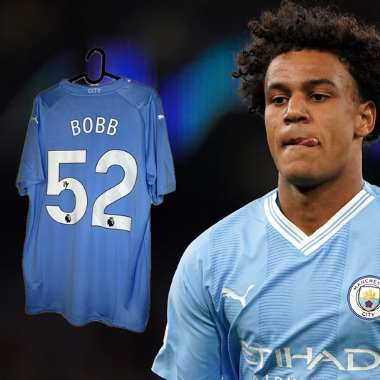 Oscar Bobb signed Manchester City shirt