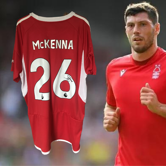 McKenna signed Nottingham Forest shirt.