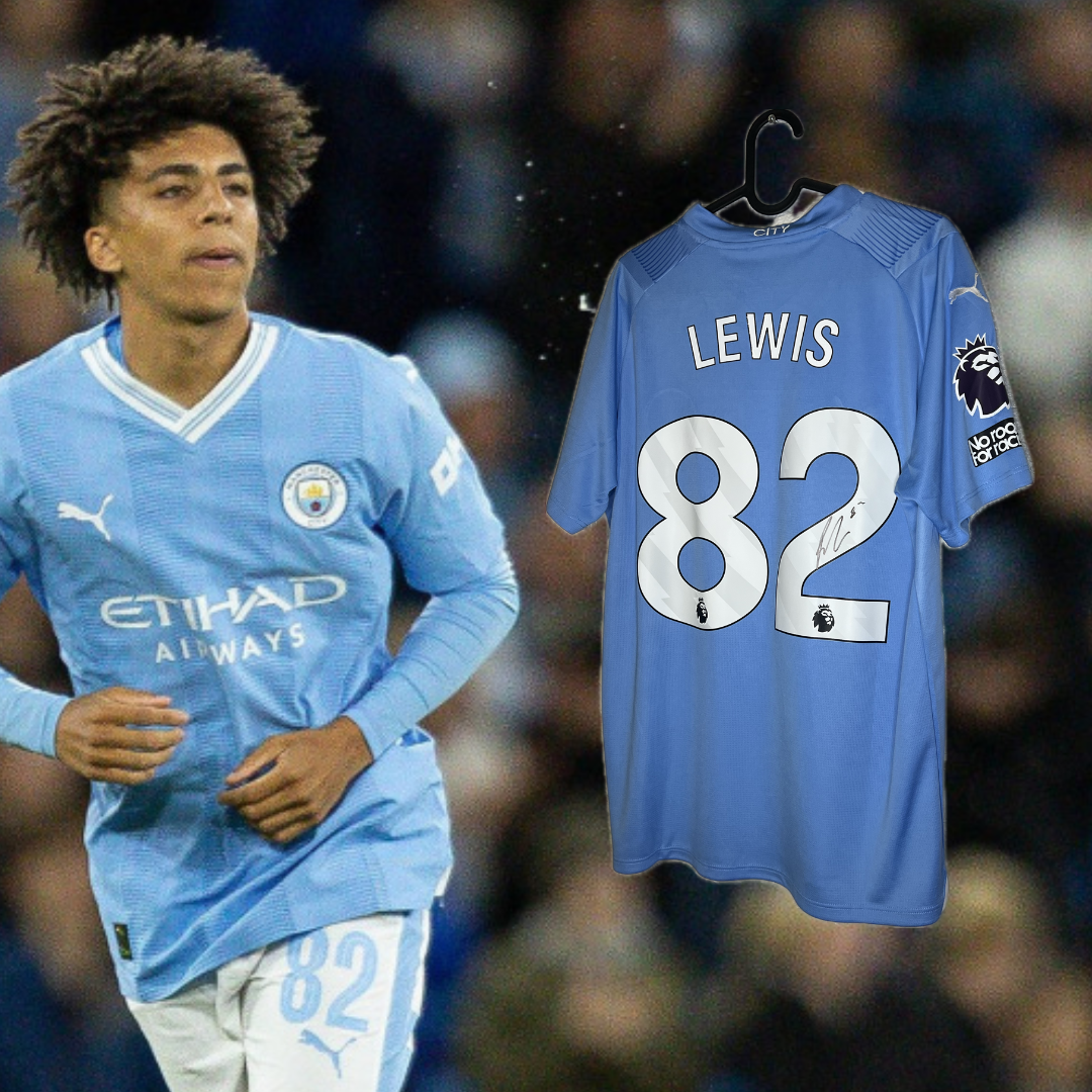 Rico Lewis  signed Manchester City shirt